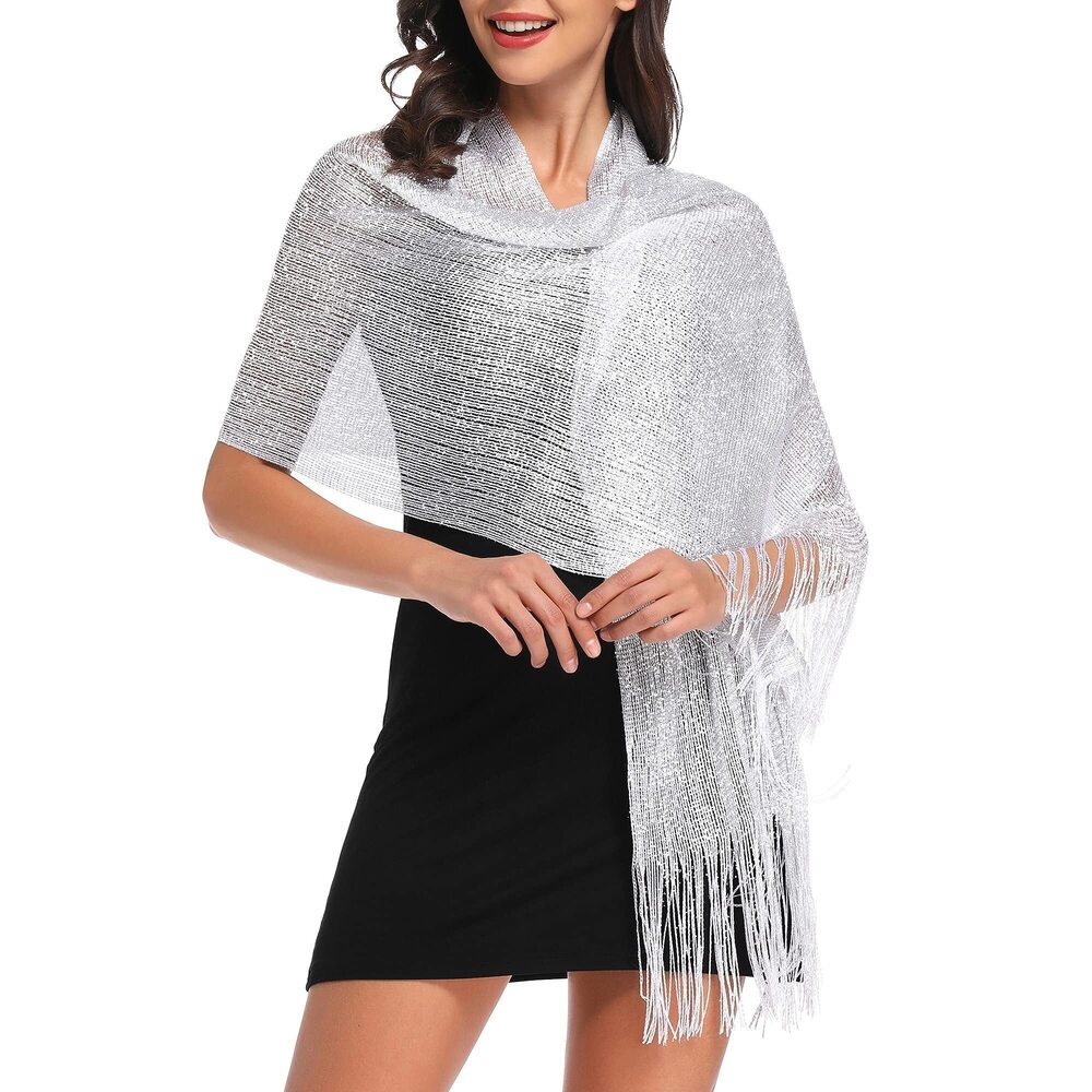 3425 Sparkling Metallic Shawls And Wraps For Bridal Weddings/evening